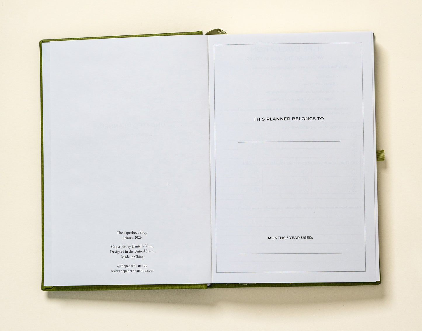 Undated Planner Vegan Leather – Butter Yellow - (6 Months)